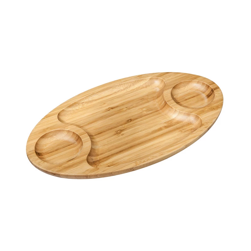 PLATEAU EN BAMBOU-3 SECTIONS-OVALE-35.5X20.5CM – Image 2