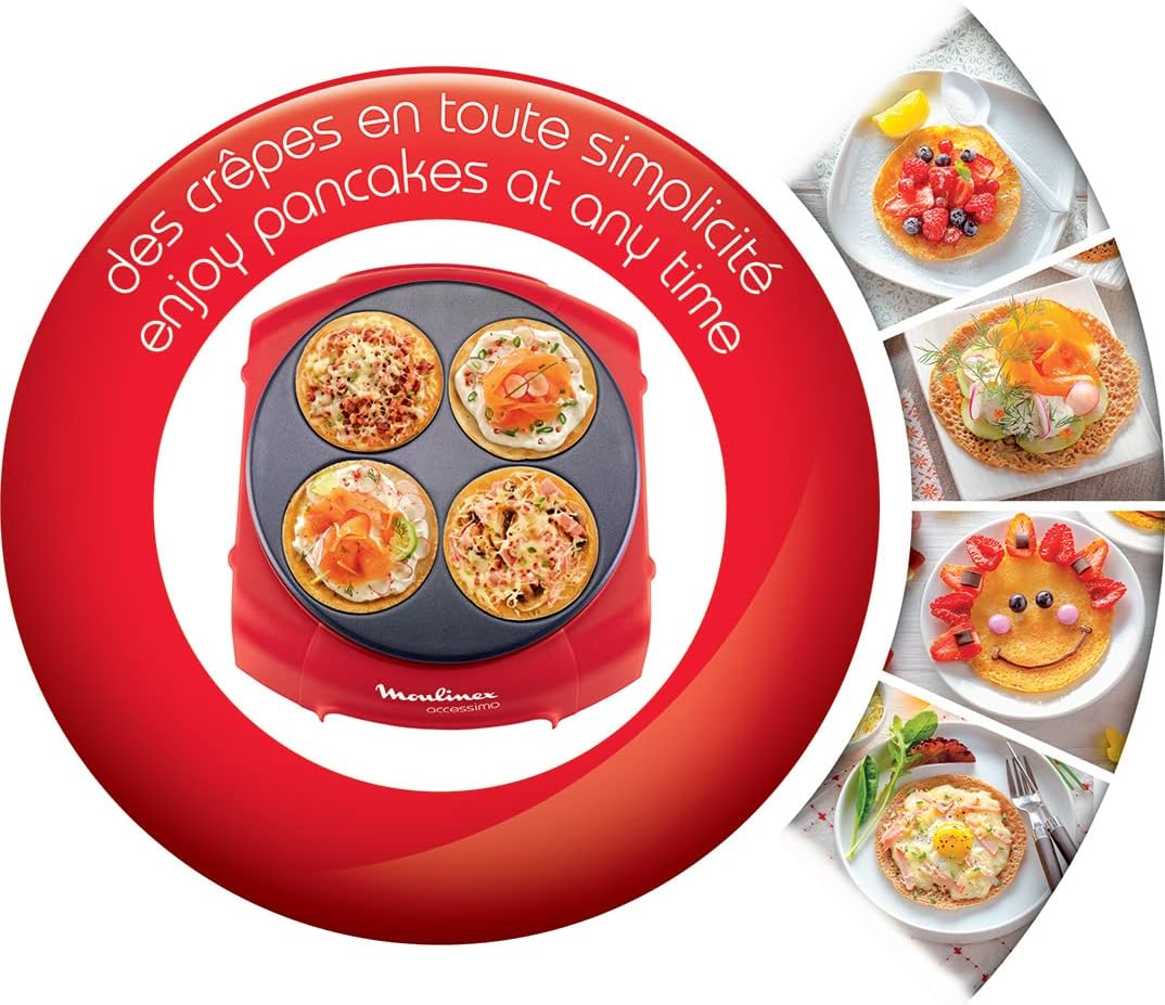 CREPIERE ELECTRIQUE-MOULINEX ACCESSIMO 4 PLAQUES-ROUGE-720W – Image 5