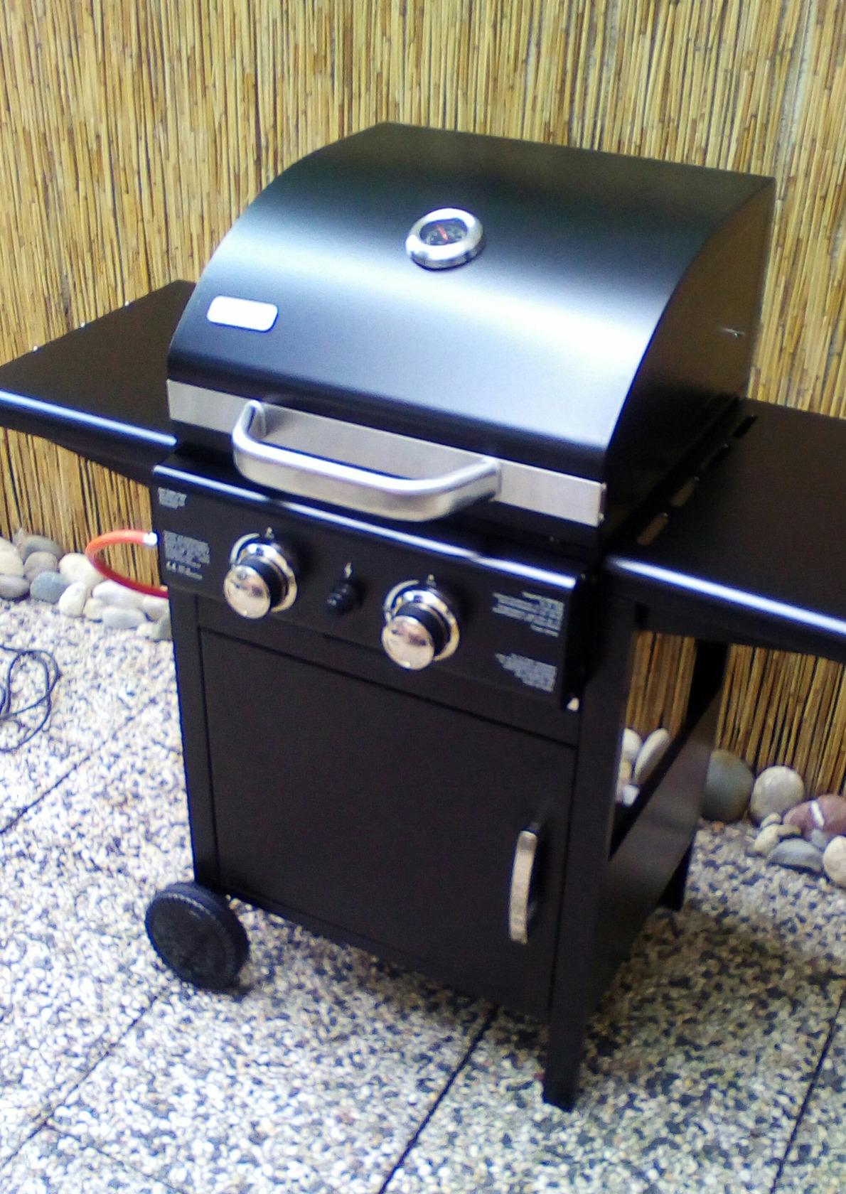 BARBECUE GRILL A GAZ-2 FEUX-NOIR-BOUTONS INOX-112X58X100CM – Image 2