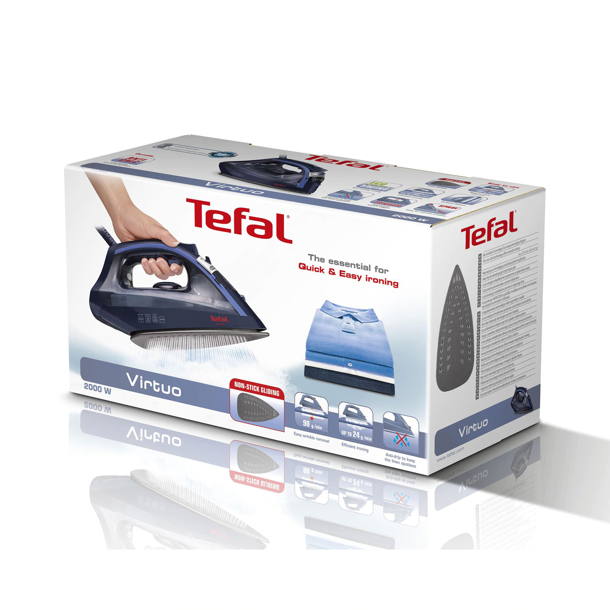 Fer a repasser a vapeur Tefal virtuo-2000w-bleu-tefal fv1713E0 – Image 3
